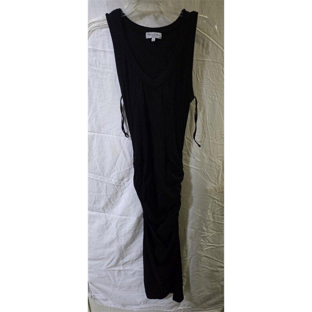 NWOT Michael Stars M Lori Ribbed V Neck Sleeveless Tank Dress Black 125588 - Picture 3 of 3